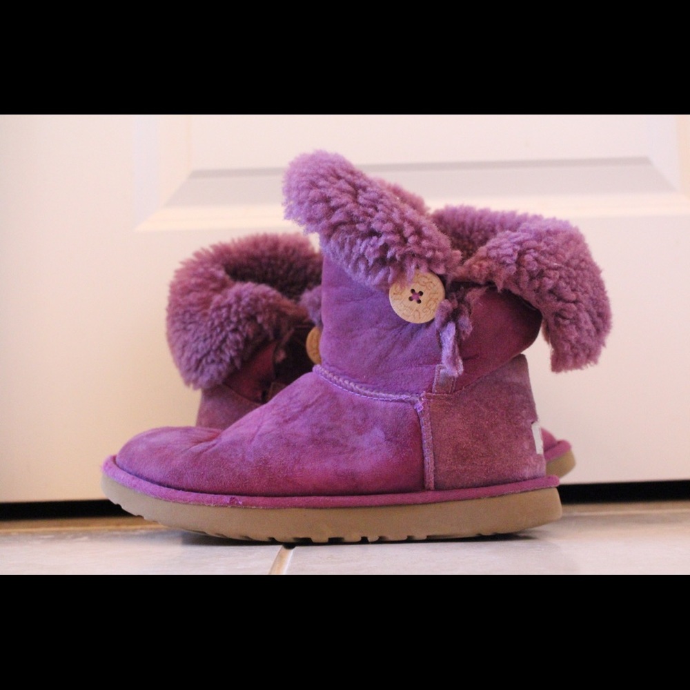 Purple short buttoned uggs